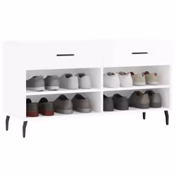 vidaXL Shoe Bench Shoe Cupboard Shoe Storage Shoe Rack Black Engineered Wood - high gloss white - Additional view 2