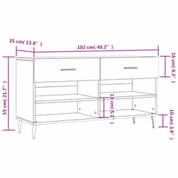 vidaXL Shoe Bench Shoe Cupboard Shoe Storage Shoe Rack Black Engineered Wood - high gloss white - Additional view 3