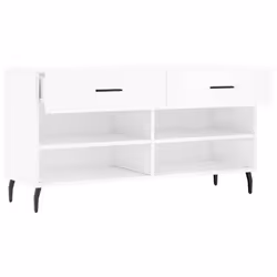 vidaXL Shoe Bench Shoe Cupboard Shoe Storage Shoe Rack Black Engineered Wood - high gloss white - Additional view 4