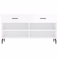 vidaXL Shoe Bench Shoe Cupboard Shoe Storage Shoe Rack Black Engineered Wood - high gloss white - Additional view 5