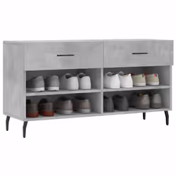 vidaXL Shoe Bench Shoe Cupboard Shoe Storage Shoe Rack Black Engineered Wood - concrete grey