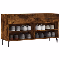 vidaXL Shoe Bench Shoe Cupboard Shoe Storage Shoe Rack Black Engineered Wood - smoked oak