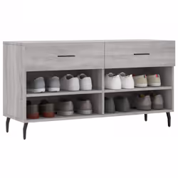 vidaXL Shoe Bench Shoe Cupboard Shoe Storage Shoe Rack Black Engineered Wood - grey sonoma - Additional view 2