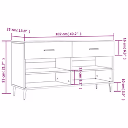 vidaXL Shoe Bench Shoe Cupboard Shoe Storage Shoe Rack Black Engineered Wood - grey sonoma - Additional view 3