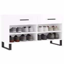 vidaXL Shoe Bench Shoe Cupboard Shoe Storage Shoe Rack Black Engineered Wood - high gloss white