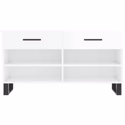 vidaXL Shoe Bench Shoe Cupboard Shoe Storage Shoe Rack Black Engineered Wood - high gloss white - Additional view 5