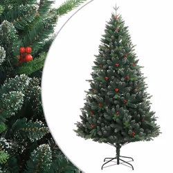 vidaXL Artificial Hinged Christmas Tree Pre Lit Artificial Tree Xmas Decor - 150 cm