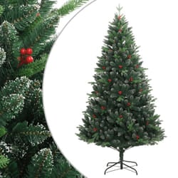 vidaXL Artificial Hinged Christmas Tree Pre Lit Artificial Tree Xmas Decor - 180 cm