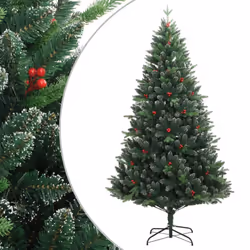 vidaXL Artificial Hinged Christmas Tree Pre Lit Artificial Tree Xmas Decor - 210 cm