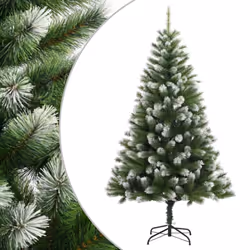 vidaXL Artificial Hinged Christmas Tree Christmas Decoration with Flocked Snow - 150 cm