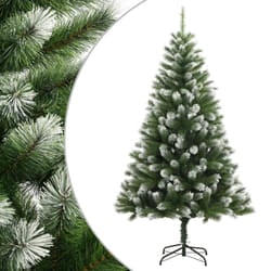vidaXL Artificial Hinged Christmas Tree Christmas Decoration with Flocked Snow - 240 cm