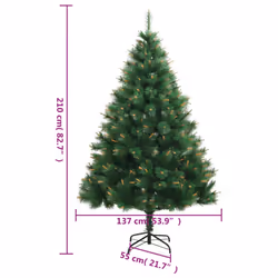 vidaXL Artificial Hinged Christmas Tree Xmas Tree with Stand Christmas Decor - 210 cm - Additional view 8