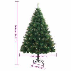 vidaXL Artificial Hinged Christmas Tree Xmas Tree with Stand Christmas Decor - 240 cm