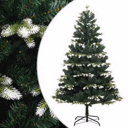 vidaXL Artificial Hinged Christmas Tree Christmas Decoration with Flocked Snow - 120 cm