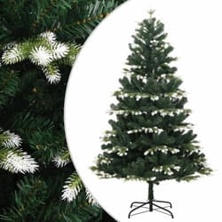vidaXL Artificial Hinged Christmas Tree Christmas Decoration with Flocked Snow - 120 cm