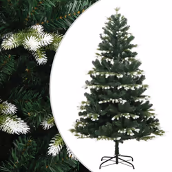 vidaXL Artificial Hinged Christmas Tree Christmas Decoration with Flocked Snow - 210 cm