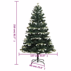 vidaXL Artificial Hinged Christmas Tree Christmas Decoration with Flocked Snow - 210 cm