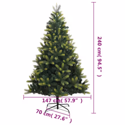 vidaXL Artificial Hinged Christmas Tree Xmas Tree with Stand Christmas Decor - 240 cm