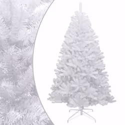 vidaXL Artificial Hinged Christmas Tree Christmas Decoration with Flocked Snow - white, 180 cm