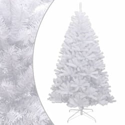 vidaXL Artificial Hinged Christmas Tree Christmas Decoration with Flocked Snow - white, 180 cm