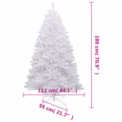 vidaXL Artificial Hinged Christmas Tree Christmas Decoration with Flocked Snow - white, 180 cm