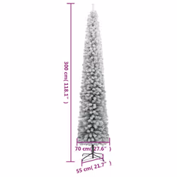 vidaXL Slim Artificial Christmas Tree Decoration Artificial Tree Xmas Tree - green and white, 300 cm - Additional view 6