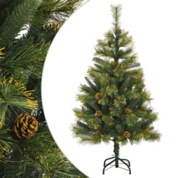 vidaXL Artificial Hinged Christmas Tree Decor Pre Lit Xmas Tree with Cones - 120 cm