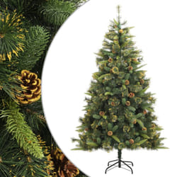 vidaXL Artificial Hinged Christmas Tree Decor Pre Lit Xmas Tree with Cones - 240 cm