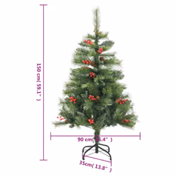 vidaXL Artificial Hinged Christmas Tree Pre Lit Xmas Tree with Cones & Berries - 150 cm - Additional view 8