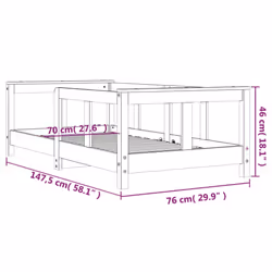 vidaXL Kids Bed Frame Wooden Bed Base Bedstead for Children Solid Wood Pine - brown, 70 x 140 cm - Additional view 3