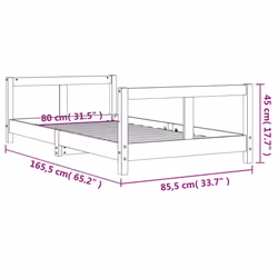 vidaXL Kids Bed Frame Wooden Bed Base Bedstead for Children Solid Wood Pine - brown, 80 x 160 cm - Additional view 8