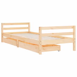 vidaXL Kids Bed Frame Wooden Bed Base Bedstead with Drawers Solid Wood Pine - brown, 80 x 200 cm - Additional view 2