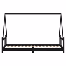 vidaXL Kids Bed Frame Bedstead Wooden Bed Base Black 80x200 cm Solid Wood Pine - black, 80 x 200 cm - Additional view 4