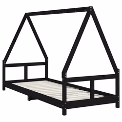 vidaXL Kids Bed Frame Bedstead Wooden Bed Base Black 80x200 cm Solid Wood Pine - black, 80 x 200 cm - Additional view 5