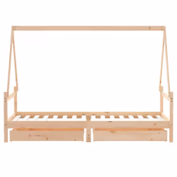 vidaXL Kids Bed Frame with Drawers Bed Base Children's Bed Solid Wood Pine - brown, 90 x 200 cm - Additional view 5