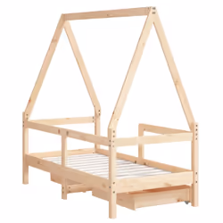 vidaXL Kids Bed Frame with Drawers Bed Base Children's Bed Solid Wood Pine - brown, 70 x 140 cm - Additional view 6