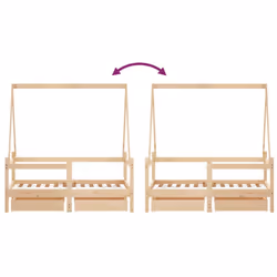 vidaXL Kids Bed Frame with Drawers Bed Base Children's Bed Solid Wood Pine - brown, 70 x 140 cm - Additional view 8