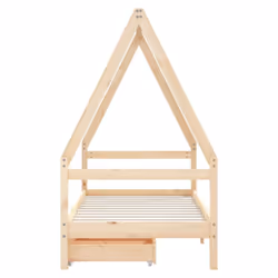 vidaXL Kids Bed Frame with Drawers Bed Base Children's Bed Solid Wood Pine - brown, 80 x 160 cm - Additional view 4