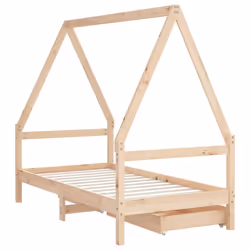 vidaXL Kids Bed Frame with Drawers Bed Base Children's Bed Solid Wood Pine - brown, 80 x 160 cm - Additional view 6