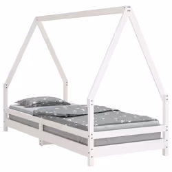 vidaXL Kids Bed Frame Bedstead Mattress Foundation 90x200 cm Solid Wood Pine - white, 80 x 200 cm