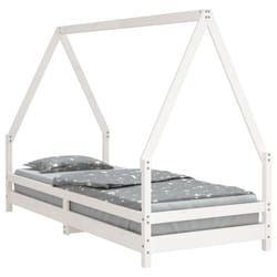 vidaXL Kids Bed Frame Bedstead Mattress Foundation 90x200 cm Solid Wood Pine - white, 80 x 200 cm