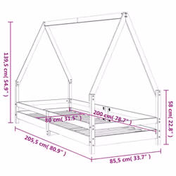 vidaXL Kids Bed Frame Bedstead Mattress Foundation 90x200 cm Solid Wood Pine - white, 80 x 200 cm