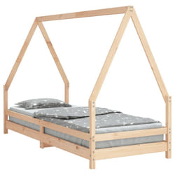 vidaXL Kids Bed Frame Bedstead Mattress Foundation 90x200 cm Solid Wood Pine - brown, 90 x 200 cm