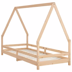 vidaXL Kids Bed Frame Bedstead Mattress Foundation 90x200 cm Solid Wood Pine - brown, 90 x 200 cm - Additional view 5