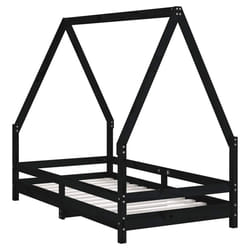 vidaXL Kids Bed Frame Bedstead Mattress Foundation 90x200 cm Solid Wood Pine - black, 80 x 160 cm