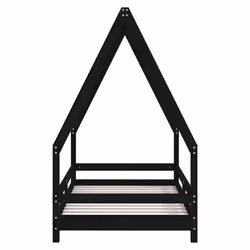 vidaXL Kids Bed Frame Bedstead Mattress Foundation 90x200 cm Solid Wood Pine - black, 80 x 160 cm