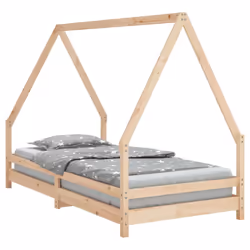 vidaXL Kids Bed Frame Bedstead Mattress Foundation 90x200 cm Solid Wood Pine - brown, 90 x 190 cm