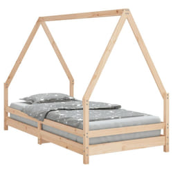 vidaXL Kids Bed Frame Bedstead Mattress Foundation 90x200 cm Solid Wood Pine - brown, 90 x 190 cm