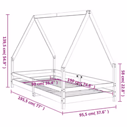 vidaXL Kids Bed Frame Bedstead Mattress Foundation 90x200 cm Solid Wood Pine - brown, 90 x 190 cm