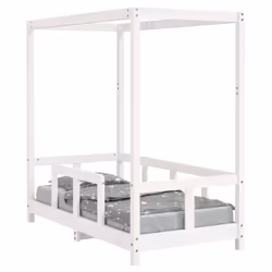 vidaXL Kids Bed Frame Bedstead Mattress Foundation 90x200 cm Solid Wood Pine - white, 70 x 140 cm